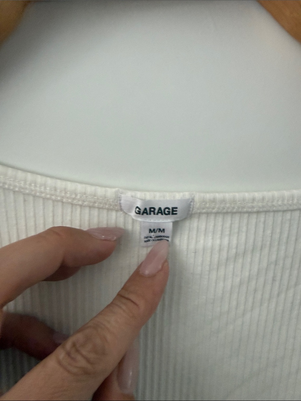 Garage Women's Ribbed Scoop Neck Long Sleeve Top - White size medium - Picture 4 of 6